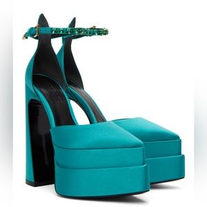 Blue Aevitas Pointy Platform Heels ( teal )